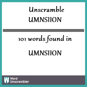 101 words unscrambled from umnsiion