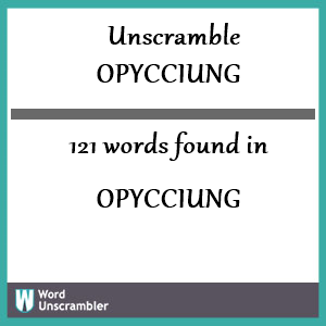 121 words unscrambled from opycciung