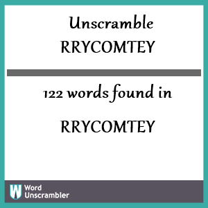 122 words unscrambled from rrycomtey