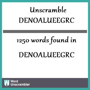 1250 words unscrambled from denoalueegrc