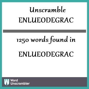 1250 words unscrambled from enlueodegrac