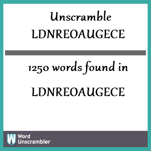 1250 words unscrambled from ldnreoaugece