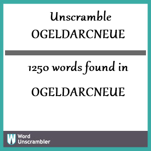 1250 words unscrambled from ogeldarcneue