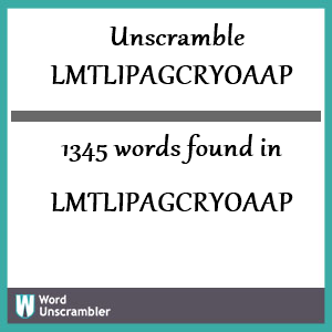 1345 words unscrambled from lmtlipagcryoaap