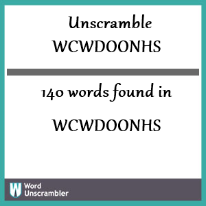 140 words unscrambled from wcwdoonhs