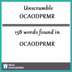 158 words unscrambled from ocaodprmr