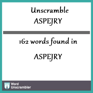 162 words unscrambled from aspejry