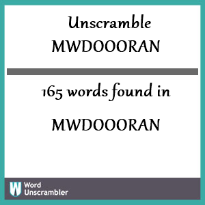 165 words unscrambled from mwdoooran