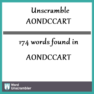 174 words unscrambled from aondccart