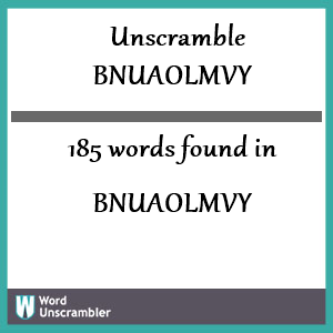 185 words unscrambled from bnuaolmvy