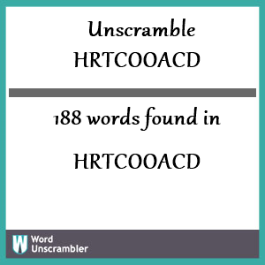 188 words unscrambled from hrtcooacd