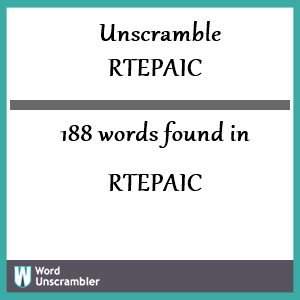 188 words unscrambled from rtepaic