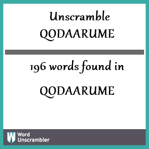 196 words unscrambled from qodaarume