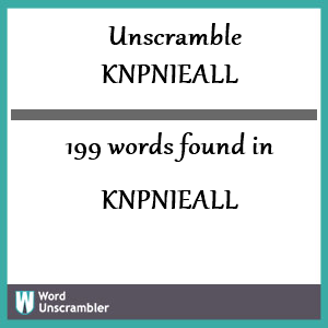 199 words unscrambled from knpnieall