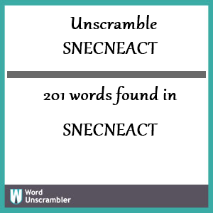 201 words unscrambled from snecneact