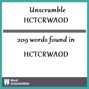 209 words unscrambled from hctcrwaod
