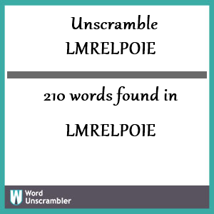 210 words unscrambled from lmrelpoie