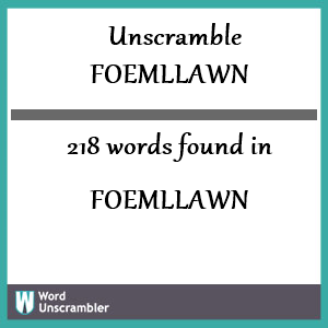 218 words unscrambled from foemllawn
