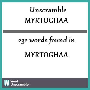 232 words unscrambled from myrtoghaa
