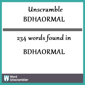 234 words unscrambled from bdhaormal