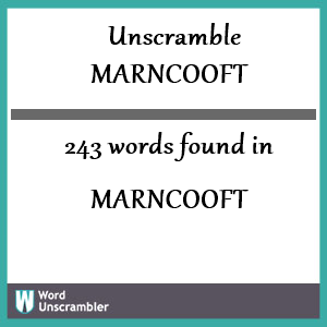 243 words unscrambled from marncooft