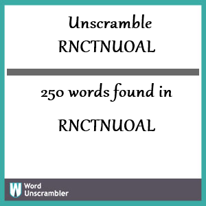250 words unscrambled from rnctnuoal