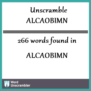 266 words unscrambled from alcaobimn