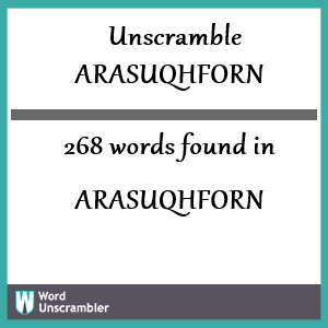 268 words unscrambled from arasuqhforn