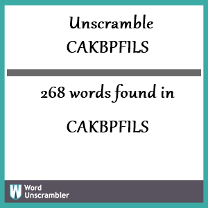 268 words unscrambled from cakbpfils