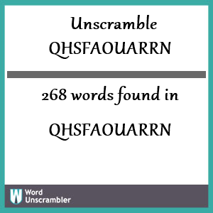268 words unscrambled from qhsfaouarrn