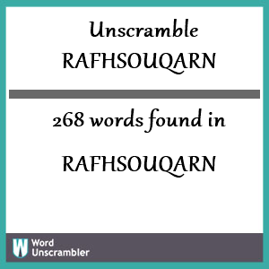 268 words unscrambled from rafhsouqarn