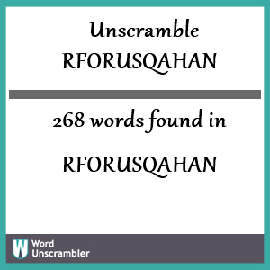 268 words unscrambled from rforusqahan