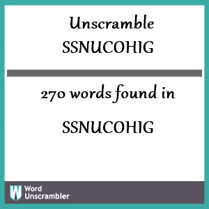 270 words unscrambled from ssnucohig