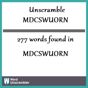 277 words unscrambled from mdcswuorn