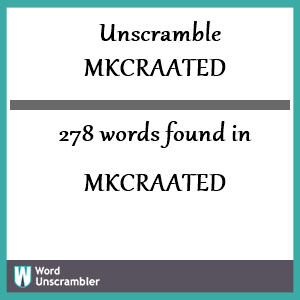 278 words unscrambled from mkcraated