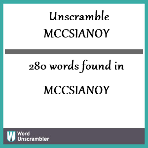 280 words unscrambled from mccsianoy