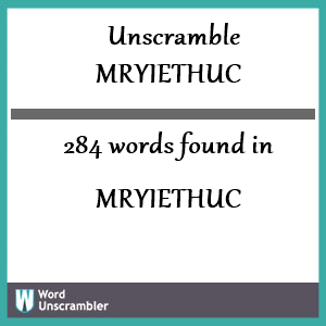 284 words unscrambled from mryiethuc