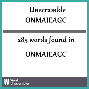 285 words unscrambled from onmaieagc