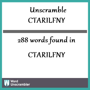 288 words unscrambled from ctarilfny