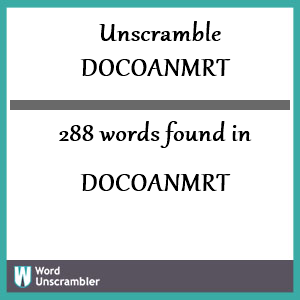 288 words unscrambled from docoanmrt