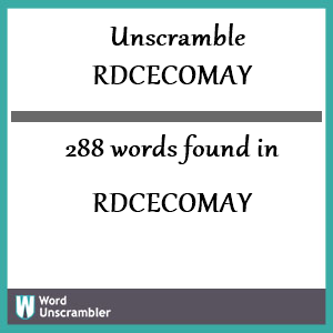 288 words unscrambled from rdcecomay