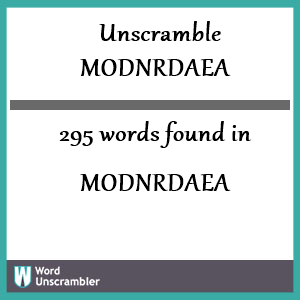 295 words unscrambled from modnrdaea