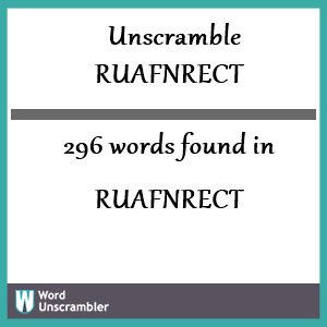 296 words unscrambled from ruafnrect