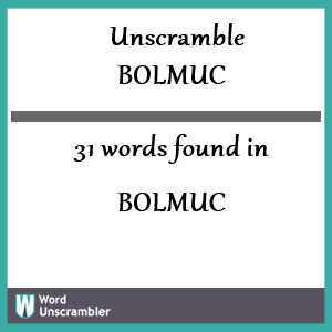 31 words unscrambled from bolmuc