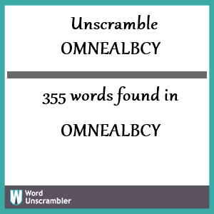 355 words unscrambled from omnealbcy