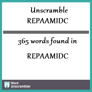 365 words unscrambled from repaamidc