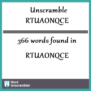 366 words unscrambled from rtuaonqce