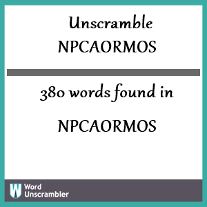 380 words unscrambled from npcaormos