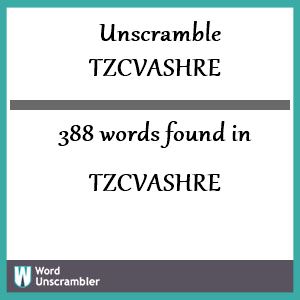 388 words unscrambled from tzcvashre