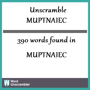 390 words unscrambled from muptnaiec
